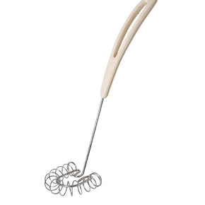 Spiralbesen, aus Edelstahl mit Haltegriff und abmontierbarer Feder (Küchengerät)